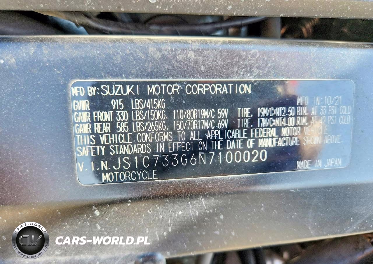 2022 Suzuki Dl650 VIN:JS1C733G6N7100020 - 8