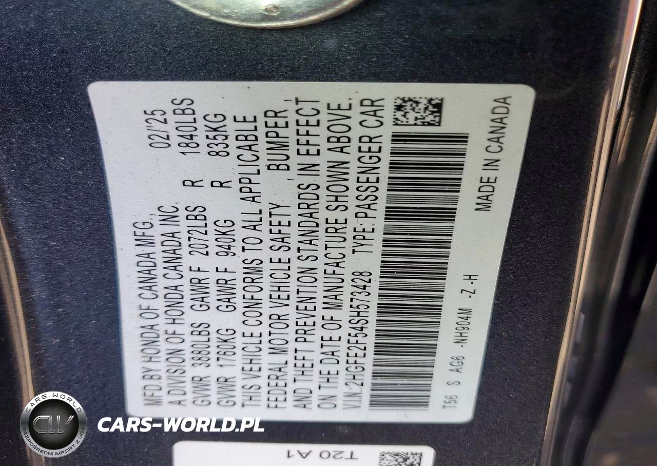 2025 Honda Civic Sport VIN:2HGFE2F54SH573428 - 13