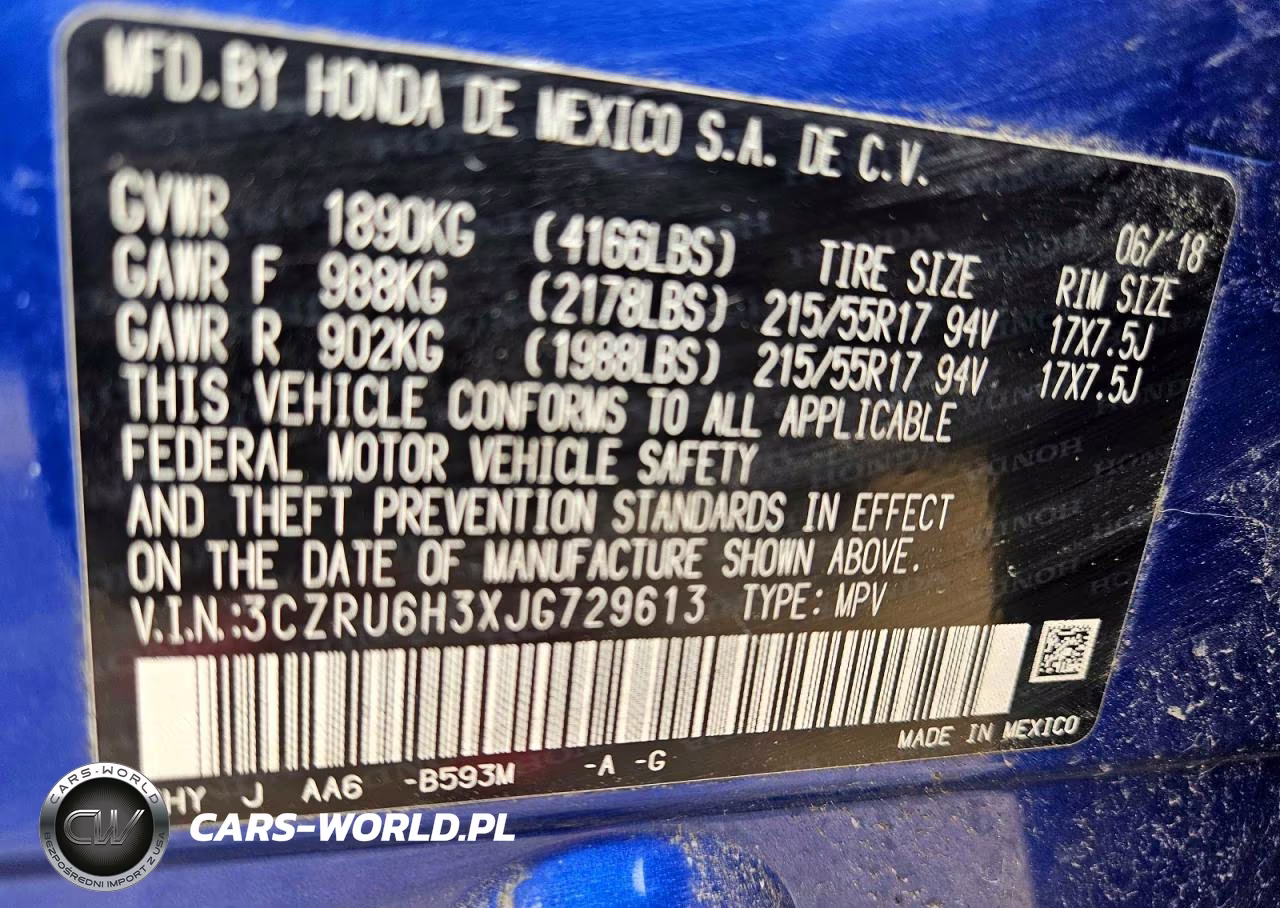 2018 Honda Hr-V Lx VIN:3CZRU6H3XJG729613 - 10