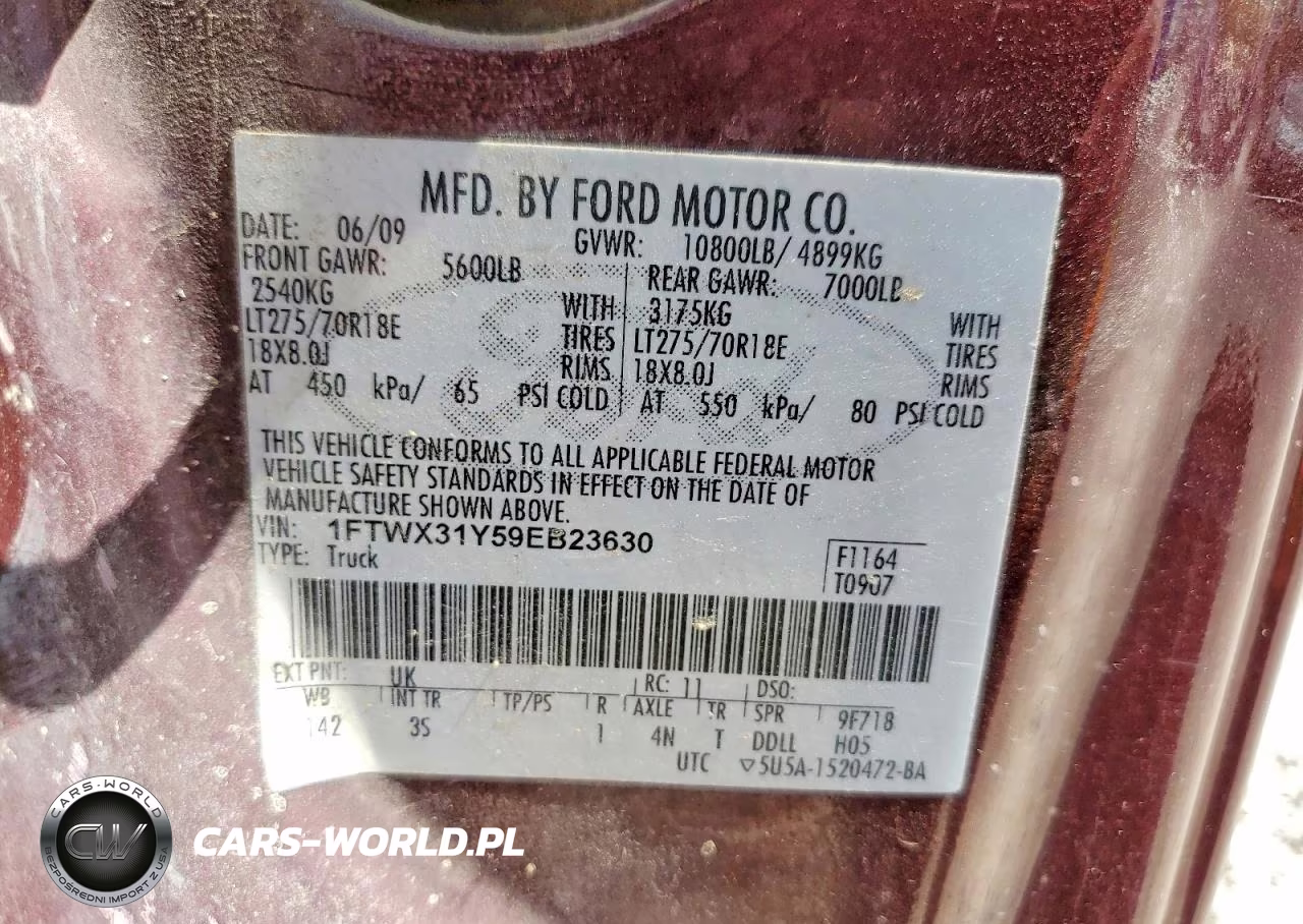 2009 Ford F-350 Super Duty VIN:1FTWX31Y59EB23630 - 12