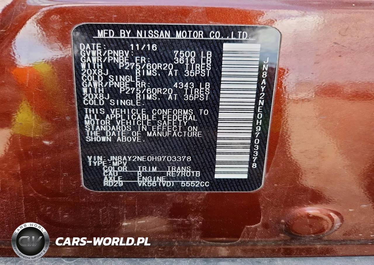 2017 Nissan Armada Platinum VIN:JN8AY2NE0H9703378 - 12