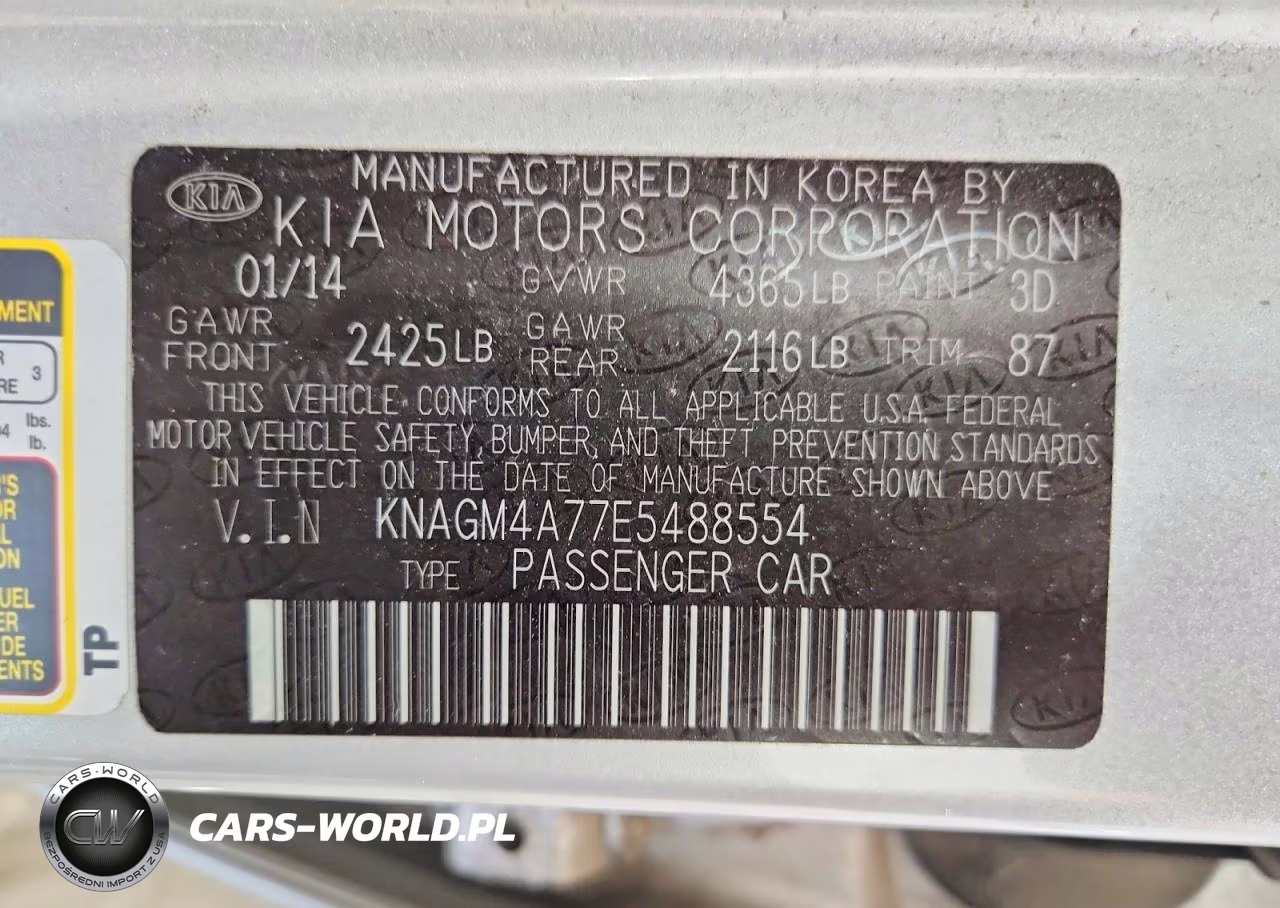 2014 Kia Optima Lx VIN:KNAGM4A77E5488554 - 12