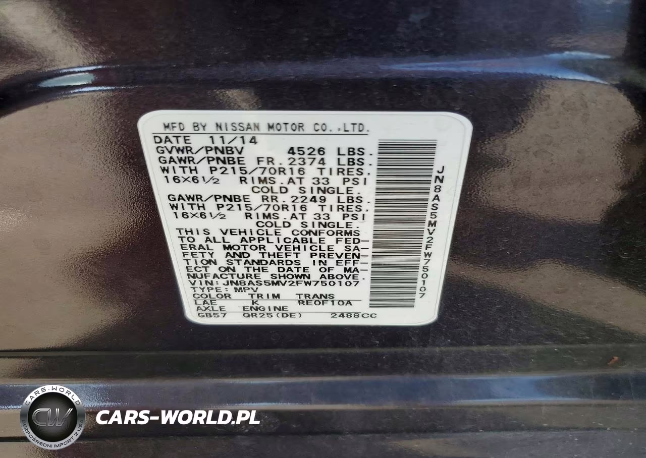 2015 Nissan Rogue Select S VIN:JN8AS5MV2FW750107 - 14