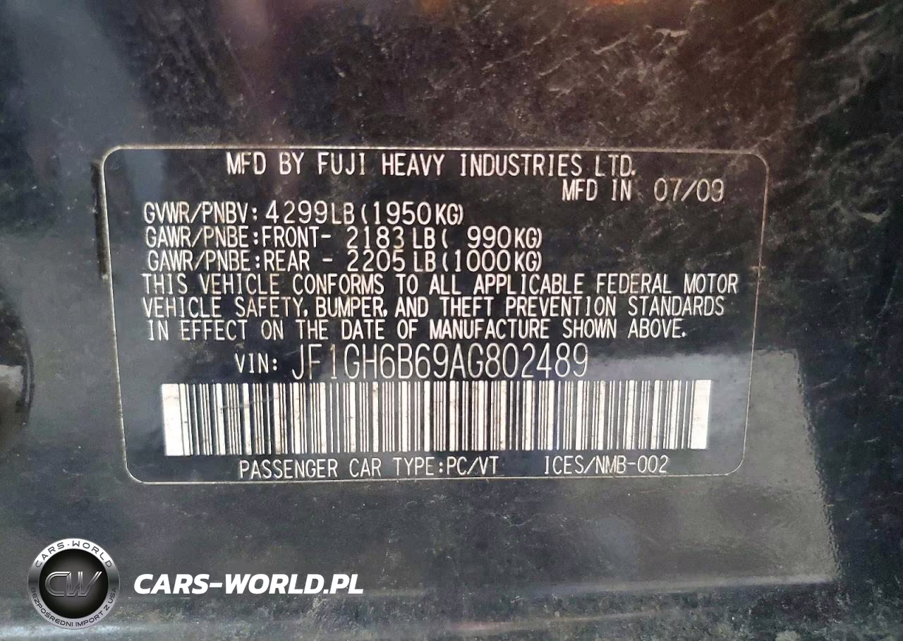 2010 Subaru Impreza 2.5I Premium VIN:JF1GH6B69AG802489 - 12