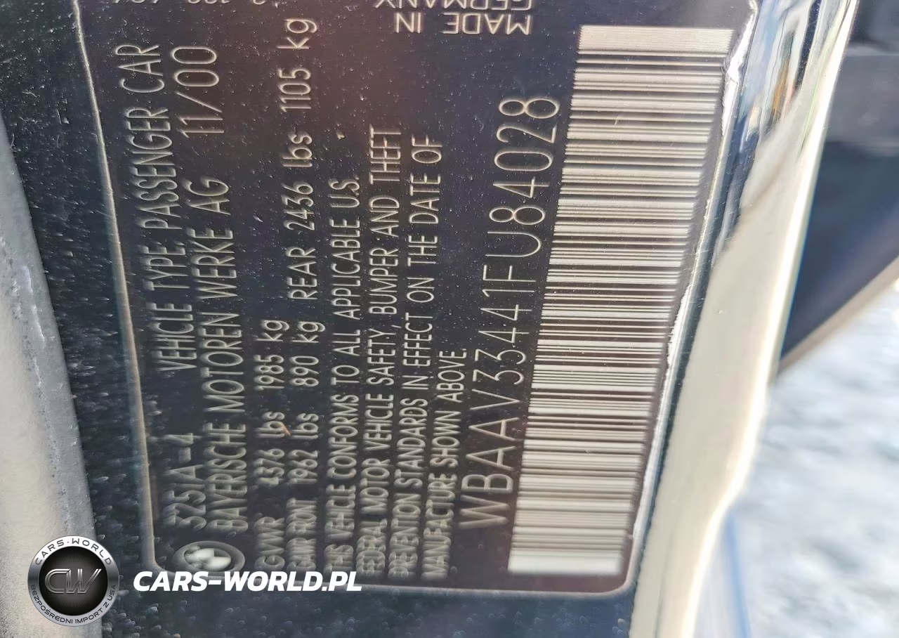 2001 BMW 325 I VIN:WBAAV33441FU84028 - 12