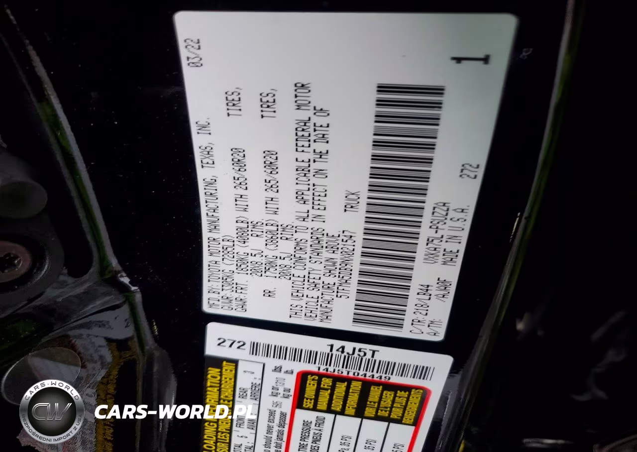 2022 Toyota Tundra 1794 Edition VIN:5TFMA5DB9NX021547 - 12