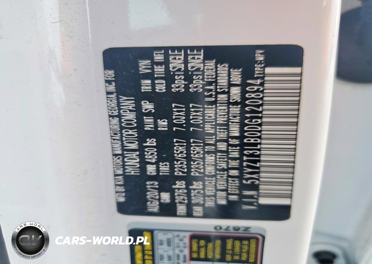 2013 Hyundai Santa Fe Sport 2.4L VIN:5XYZT3LB0DG120894 - 13