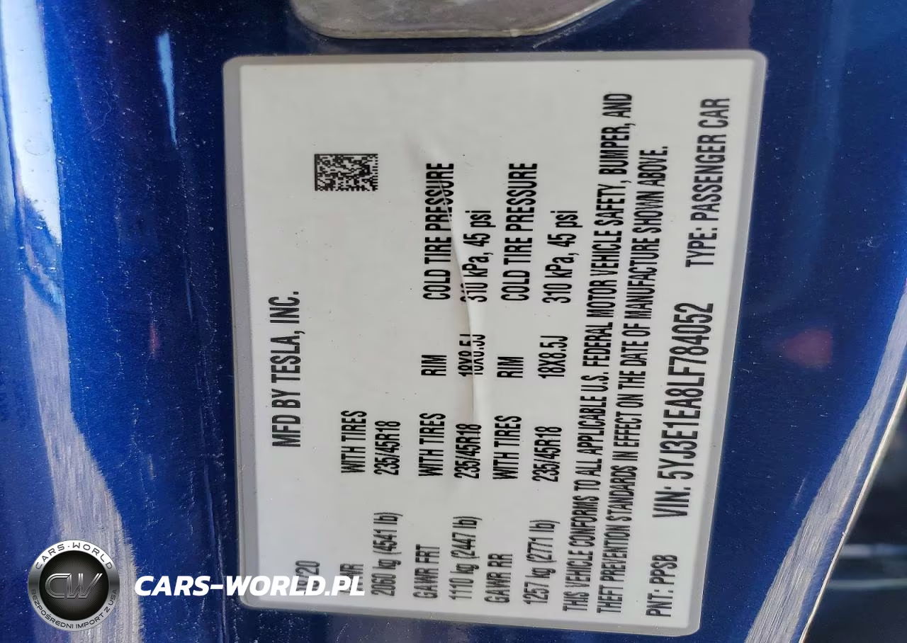 2020 Tesla Model 3 VIN:5YJ3E1EA8LF784052 - 12