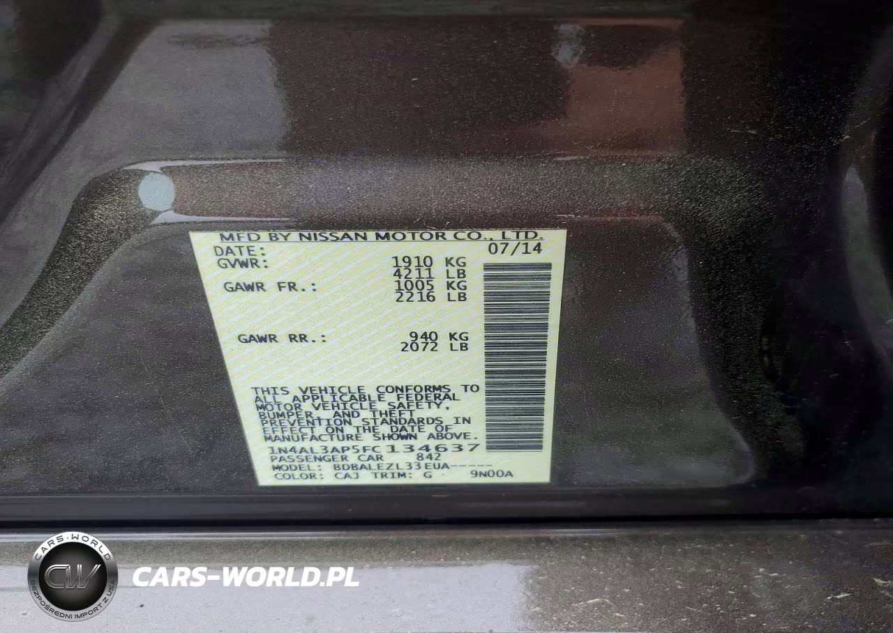 2015 Nissan Altima 2.5 S VIN:1N4AL3AP5FC134637 - 12