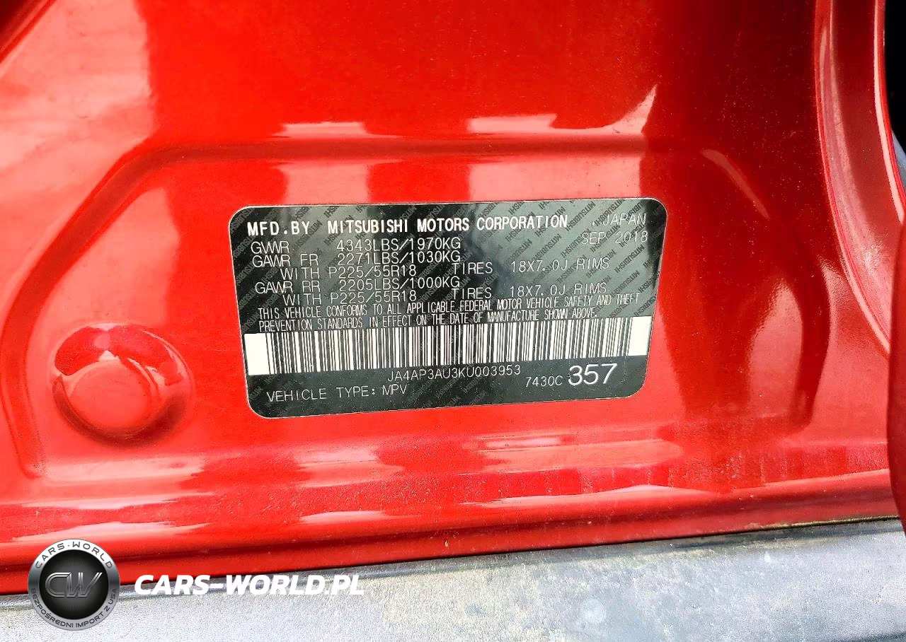 2019 Mitsubishi Outlander Sport Es VIN:JA4AP3AU3KU003953 - 14