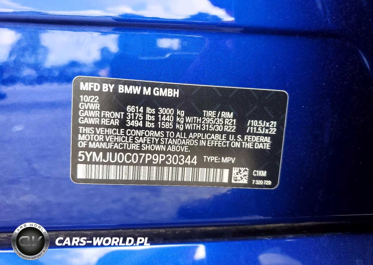 2023 BMW X5 M VIN:5YMJU0C07P9P30344 - 14