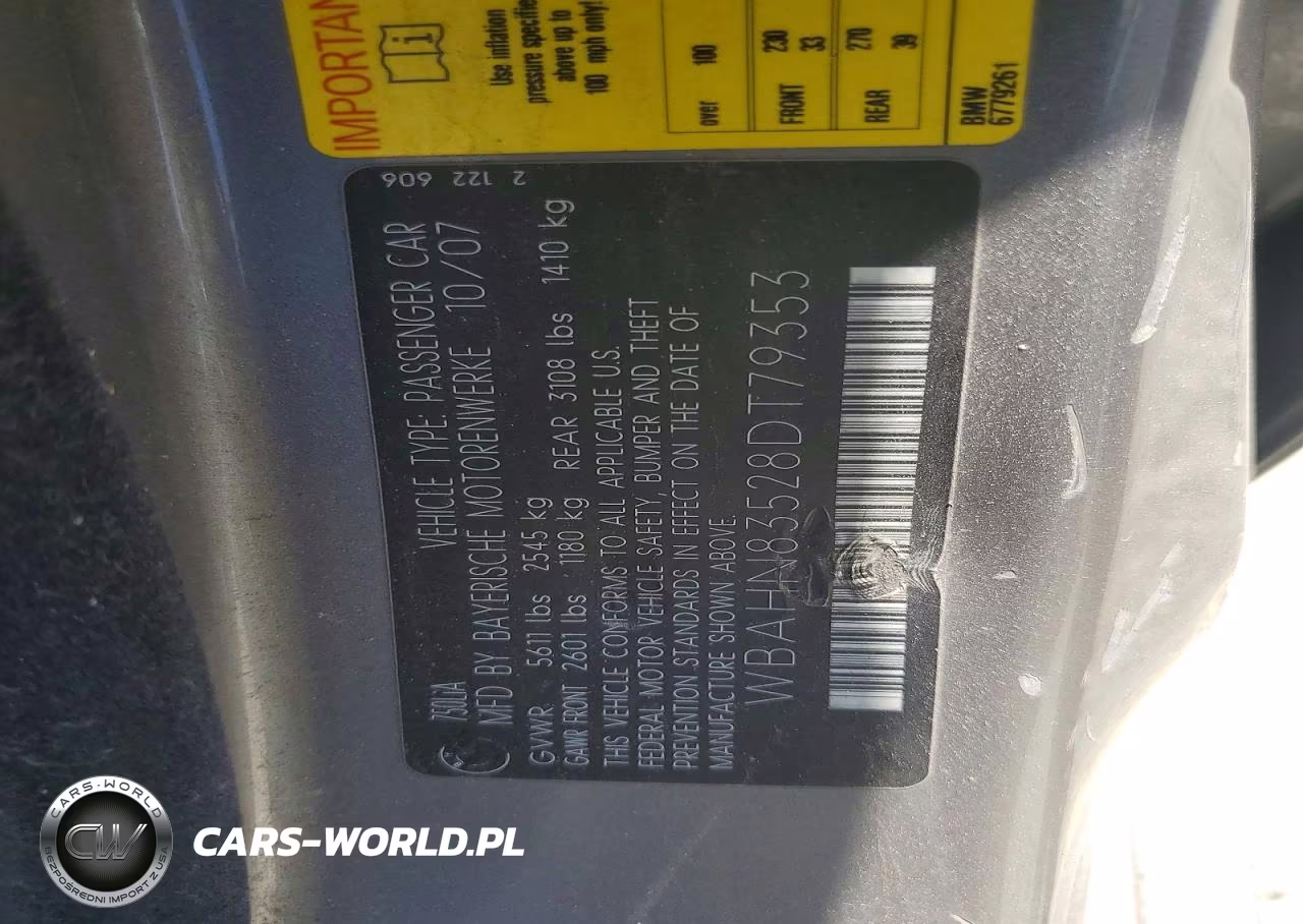 2008 BMW 750 Li VIN:WBAHN83528DT79353 - 12