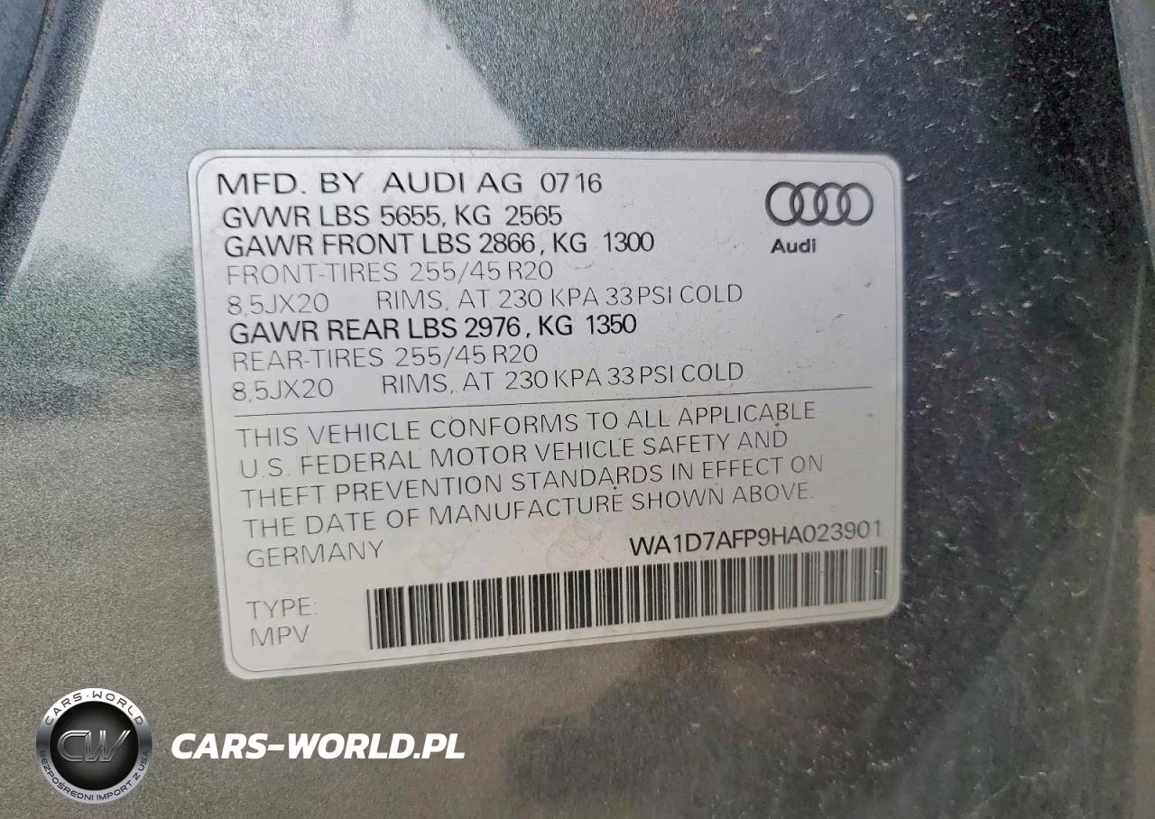 2017 Audi Q5 Premium Plus S-Line VIN:WA1D7AFP9HA023901 - 13