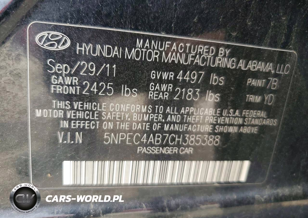 2012 Hyundai Sonata Limited 2.0T VIN:5NPEC4AB7CH385388 - 12