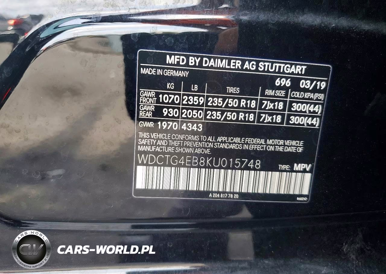 2019 Mercedes-Benz Gla 250 VIN:WDCTG4EB8KU015748 - 13