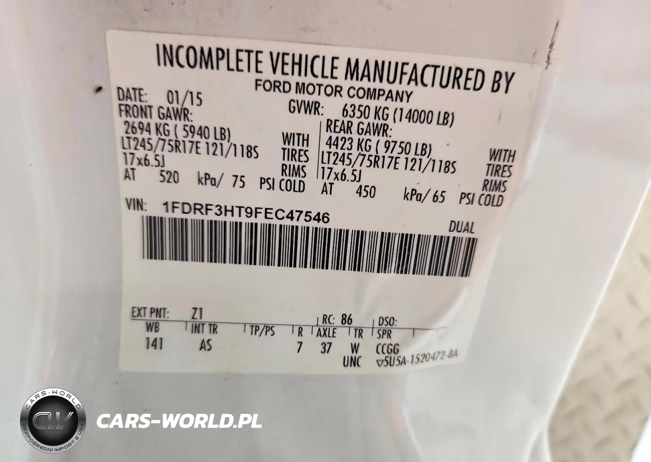 2015 Ford F350 Super VIN:1FDRF3HT9FEC47546 - 12