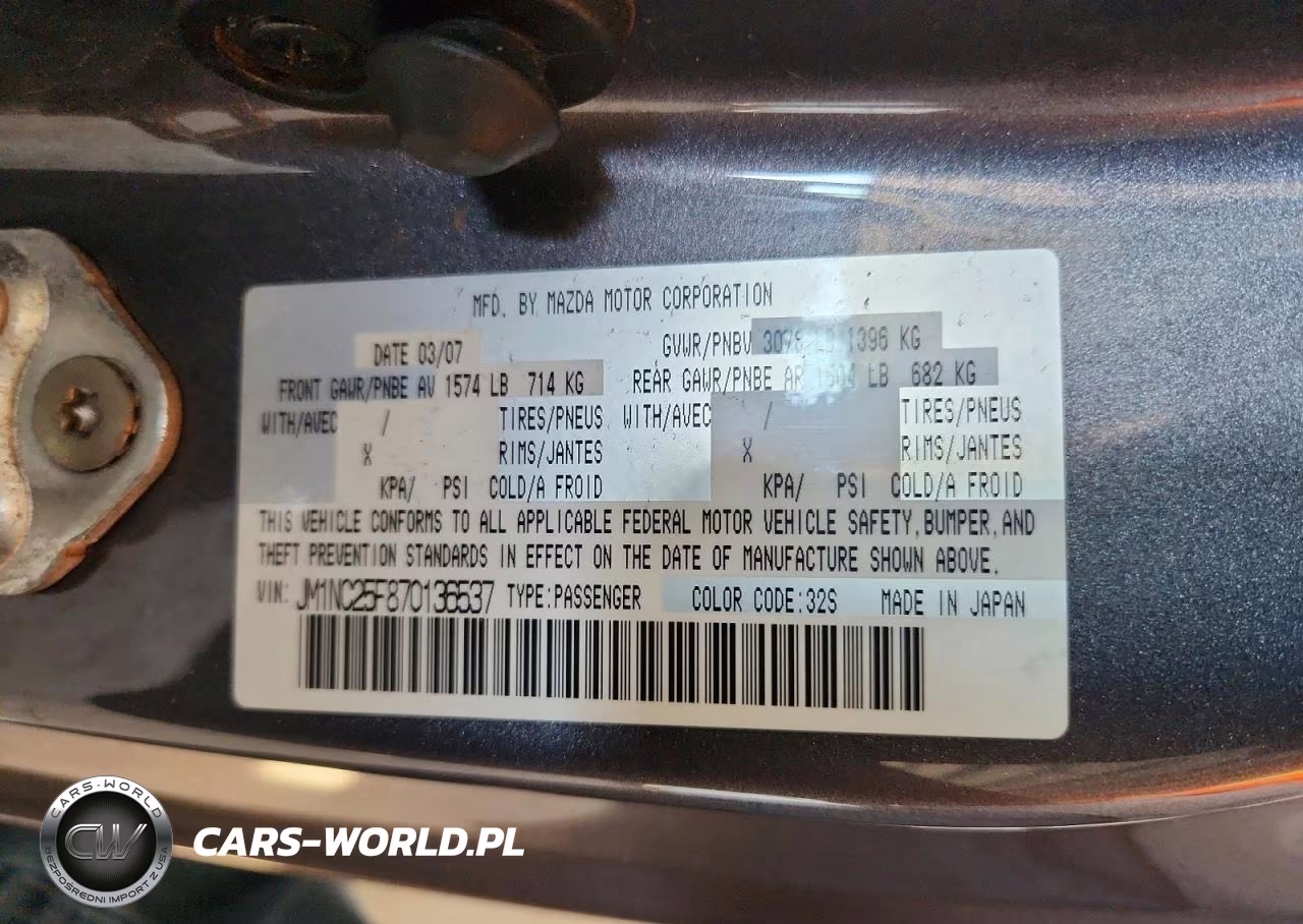 2007 Mazda Mx-5 Miata VIN:JM1NC25F870136537 - 12
