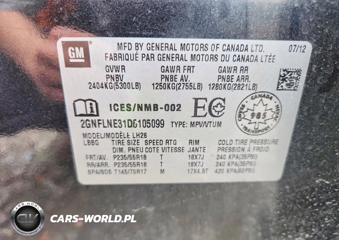2013 Chevrolet Equinox Lt VIN:2GNFLNE31D6105099 - 13