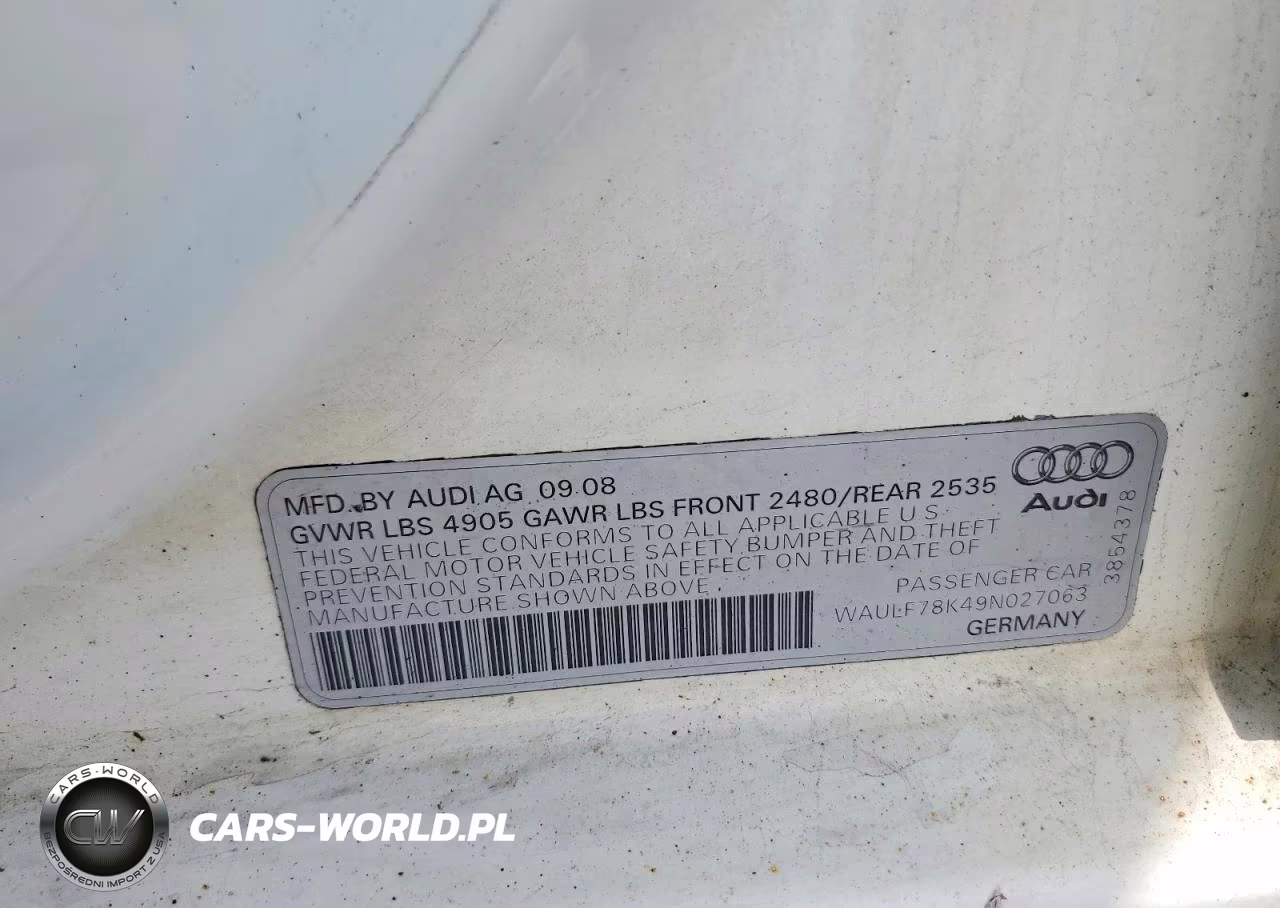 2009 Audi A4 2.0T Quattro VIN:WAULF78K49N027063 - 12
