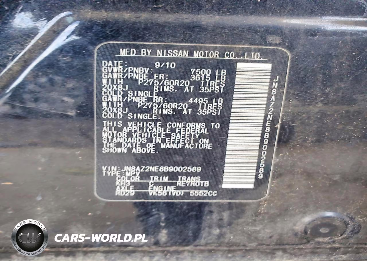 2011 Infiniti Qx56 Base VIN:JN8AZ2NE8B9002589 - 12