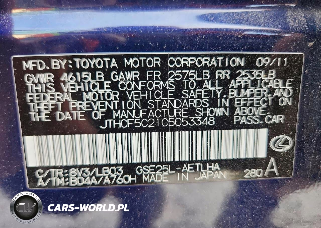 2012 Lexus Is 250 VIN:JTHCF5C21C5053348 - 13
