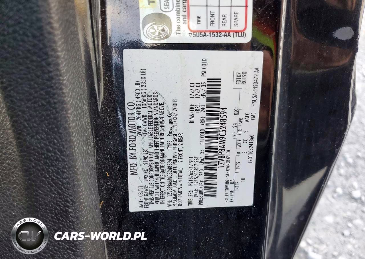 2012 Ford Mustang VIN:1ZVBP8AM9C5248594 - 12