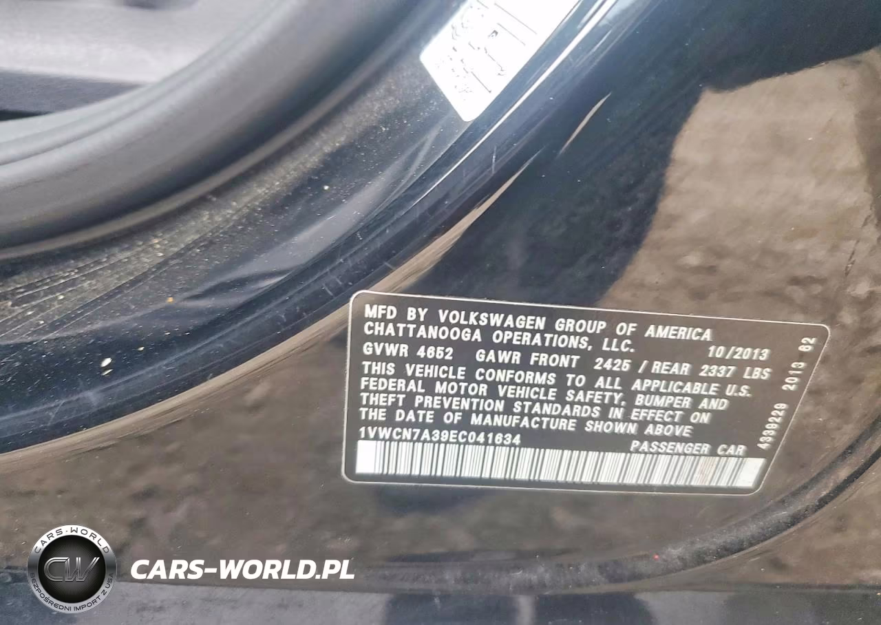 2014 Volkswagen Passat Sel VIN:1VWCN7A39EC041634 - 12