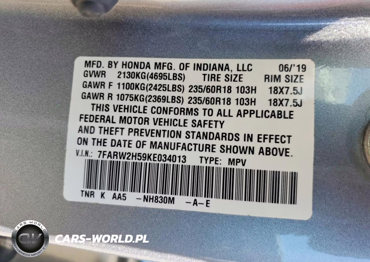 2019 Honda Cr-V Ex VIN:7FARW2H59KE034013 - 13
