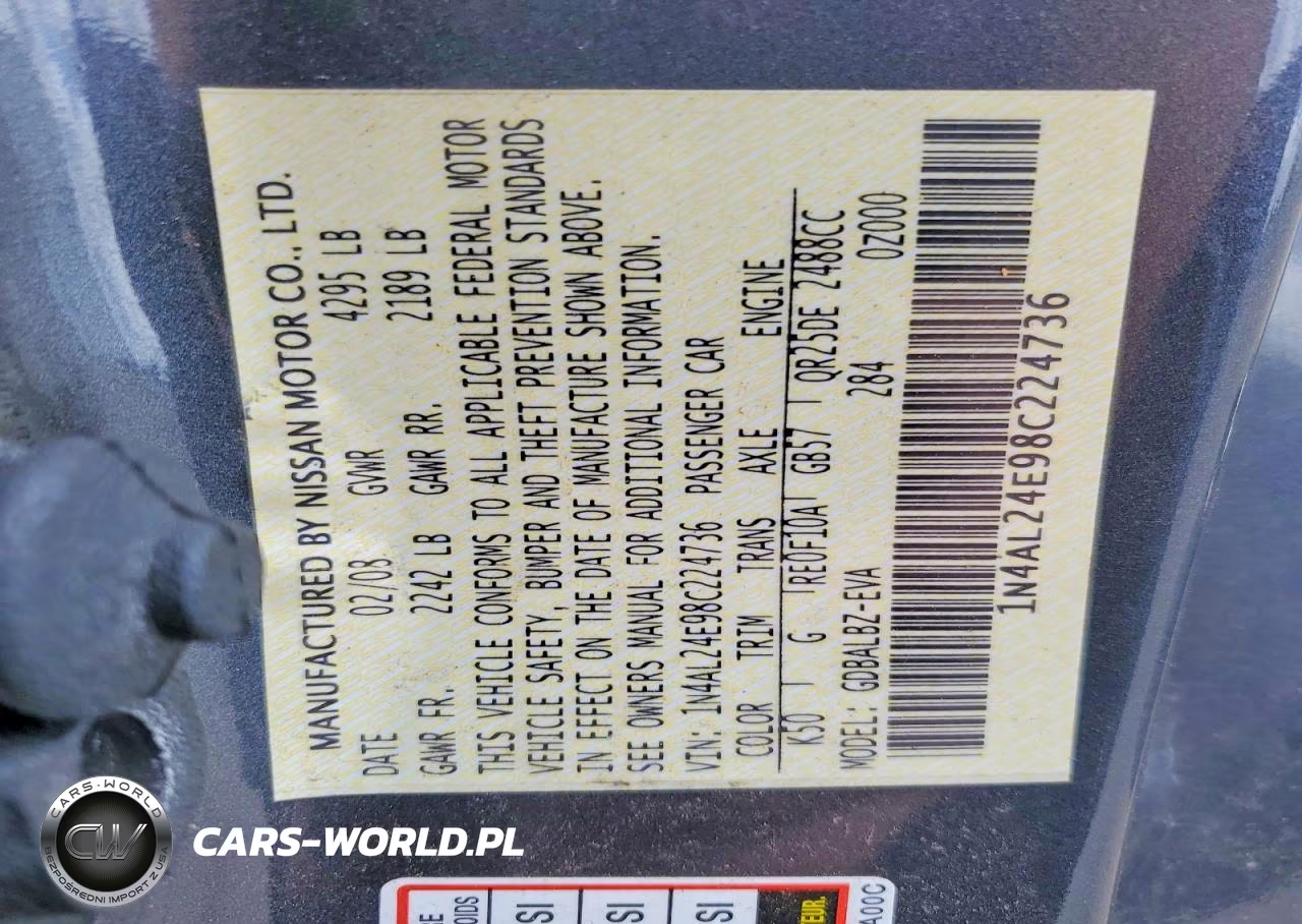 2008 Nissan Altima VIN:1N4AL24E98C224736 - 12