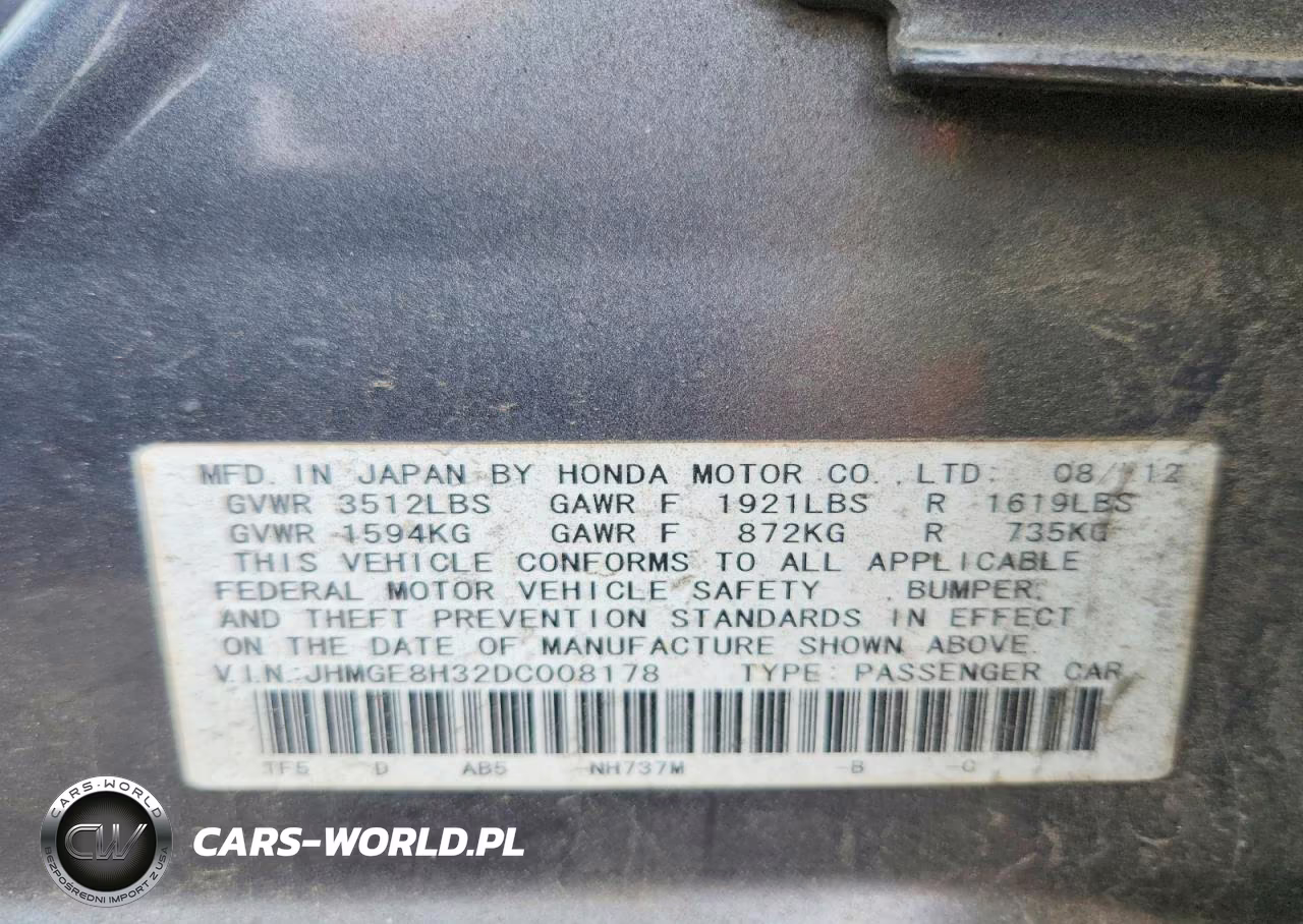 2013 Honda Fit VIN:JHMGE8H32DC008178 - 12