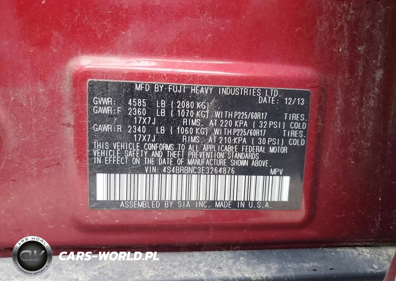 2014 Subaru Outback 2.5I Limited VIN:4S4BRBNC3E3264876 - 12