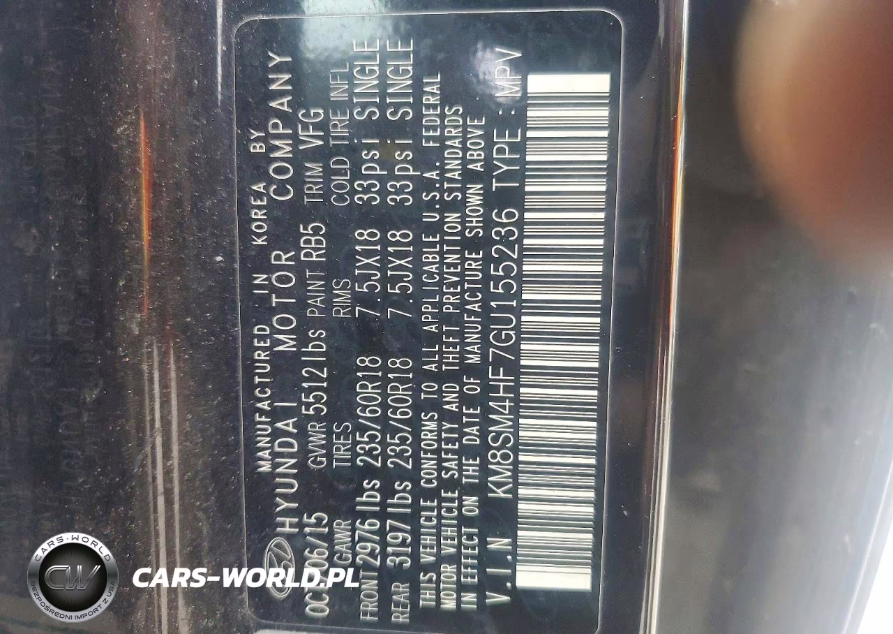 2016 Hyundai Santa Fe Se VIN:KM8SM4HF7GU155236 - 13