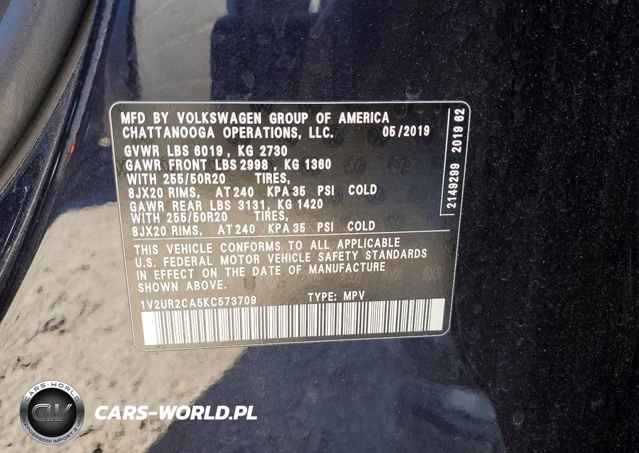 2019 Volkswagen Atlas Se VIN:1V2UR2CA5KC573709 - 14