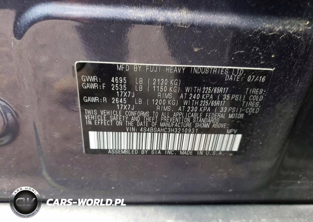 2017 Subaru Outback 2.5I Premium VIN:4S4BSAHC3H3210931 - 12