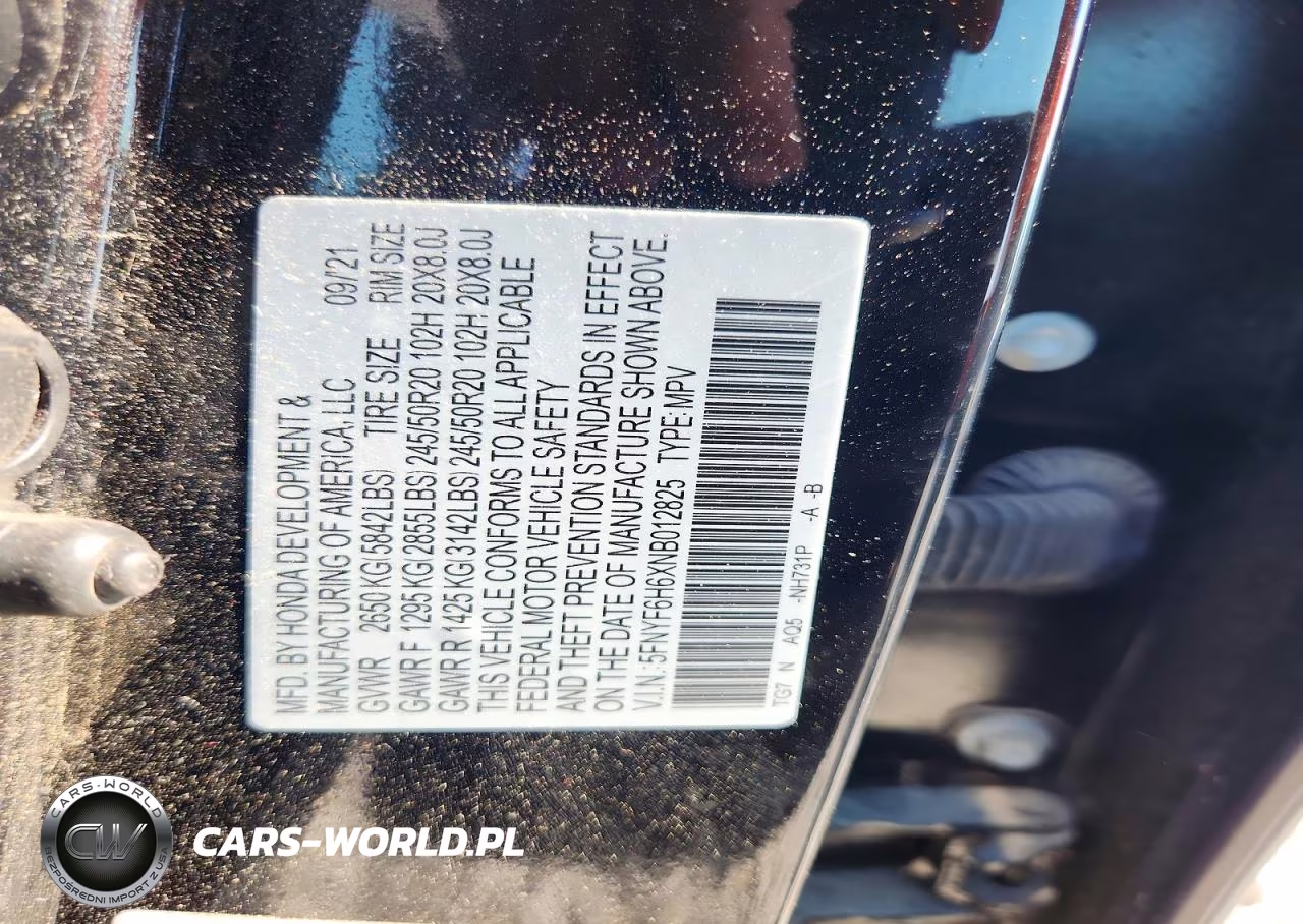 2022 Honda Pilot Touring VIN:5FNYF6H6XNB012825 - 14