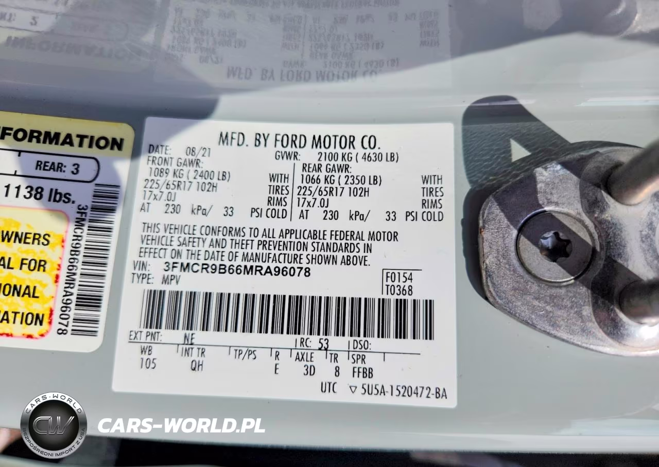 2021 Ford Bronco Sport Big Bend VIN:3FMCR9B66MRA96078 - 13