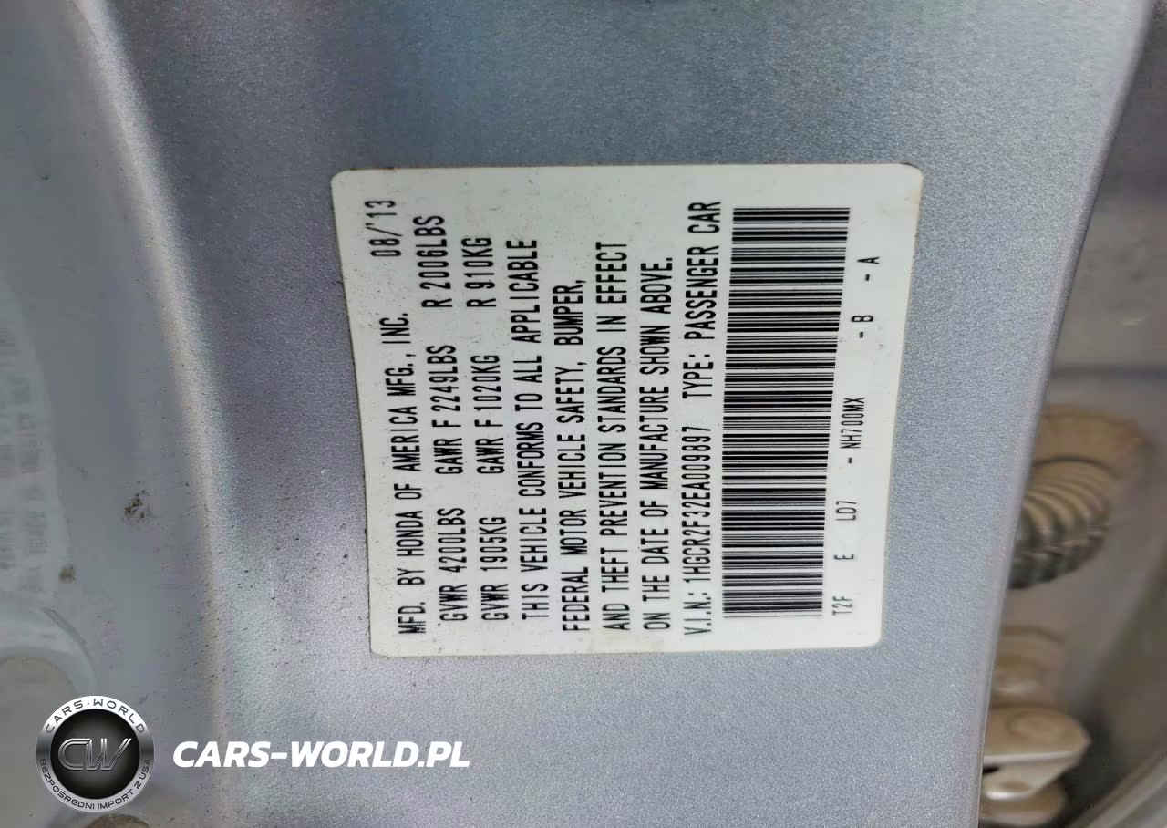 2014 Honda Accord Lx VIN:1HGCR2F32EA009897 - 12