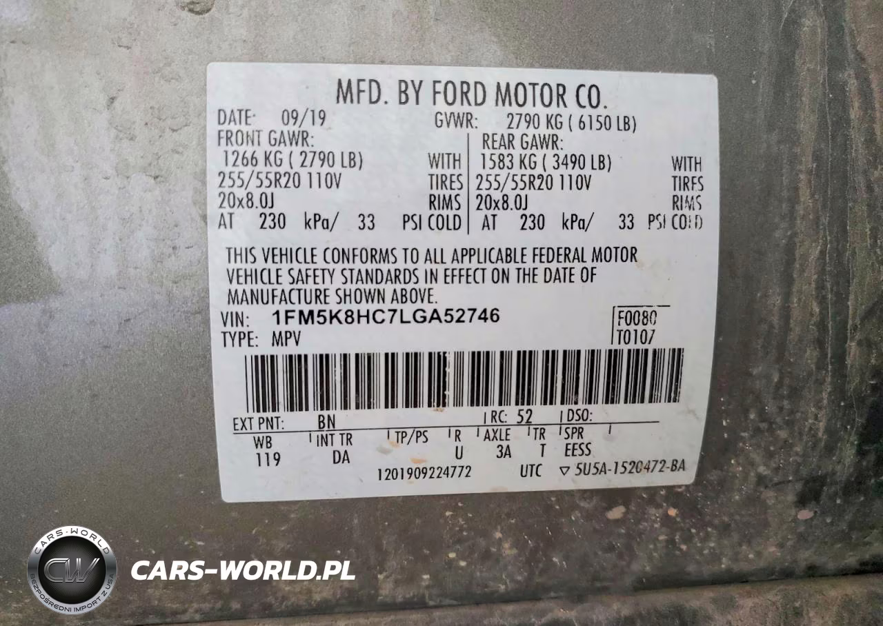 2020 Ford Explorer Platinum VIN:1FM5K8HC7LGA52746 - 13