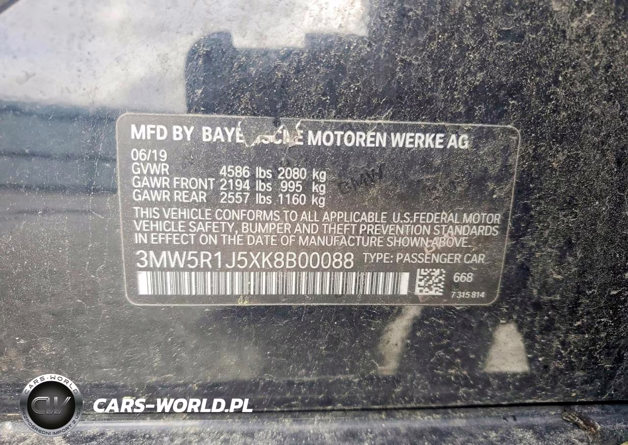 2019 BMW 330I VIN:3MW5R1J5XK8B00088 - 12