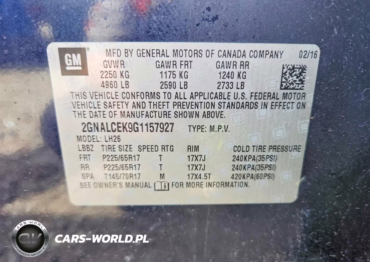 2016 Chevrolet Equinox Lt VIN:2GNALCEK9G1157927 - 14