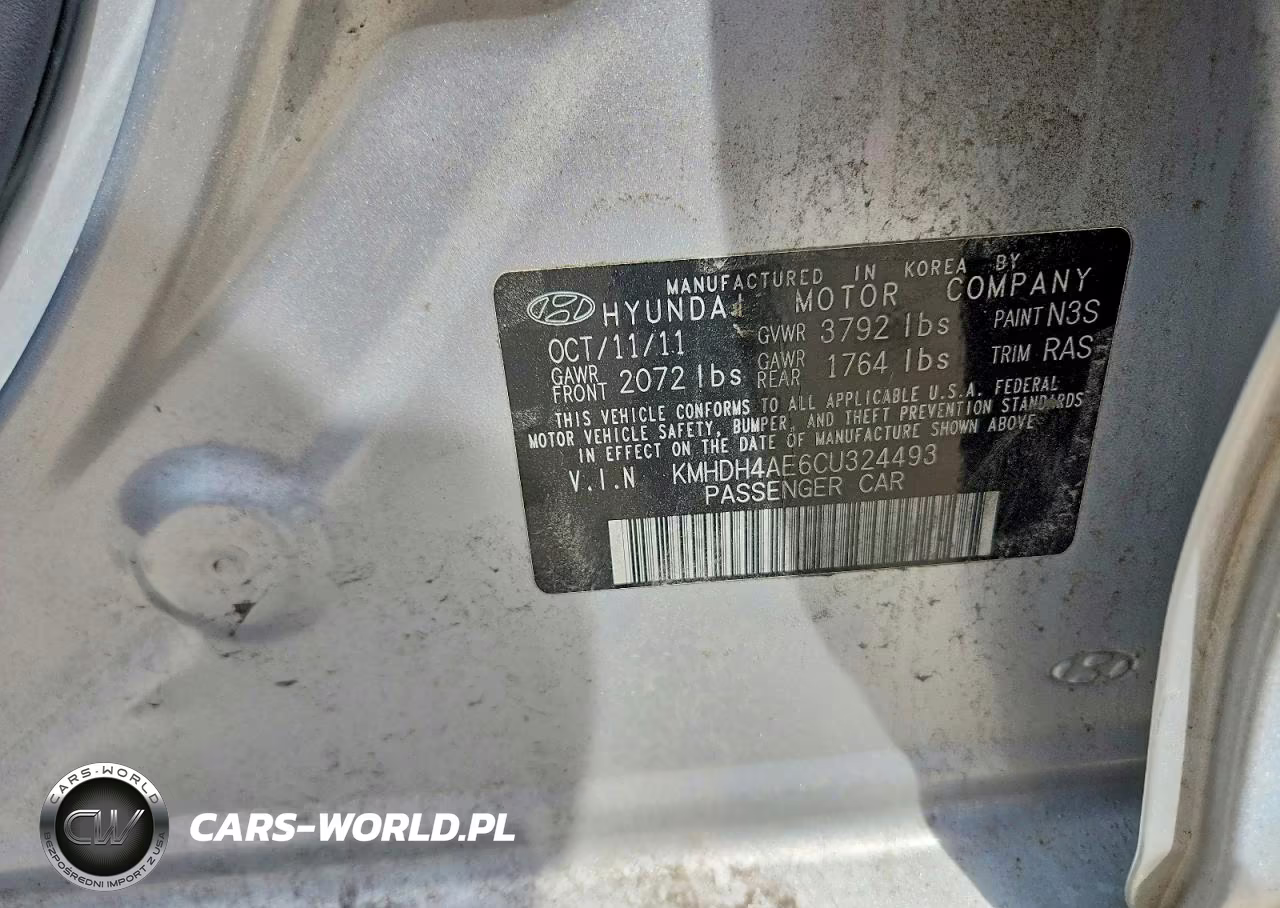 2012 Hyundai Elantra Gls VIN:KMHDH4AE6CU324493 - 12
