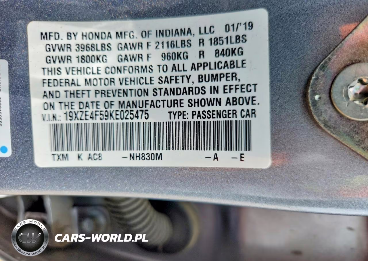 2019 Honda Insight Ex VIN:19XZE4F59KE025475 - 12