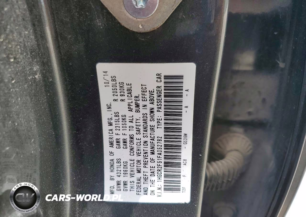 2015 Honda Accord Sport VIN:1HGCR2F51FA052792 - 12