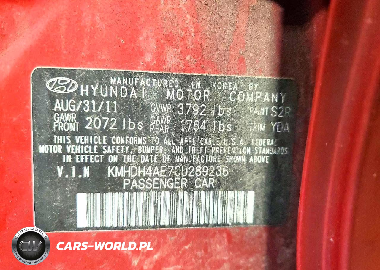 2012 Hyundai Elantra Gls VIN:KMHDH4AE7CU289236 - 12