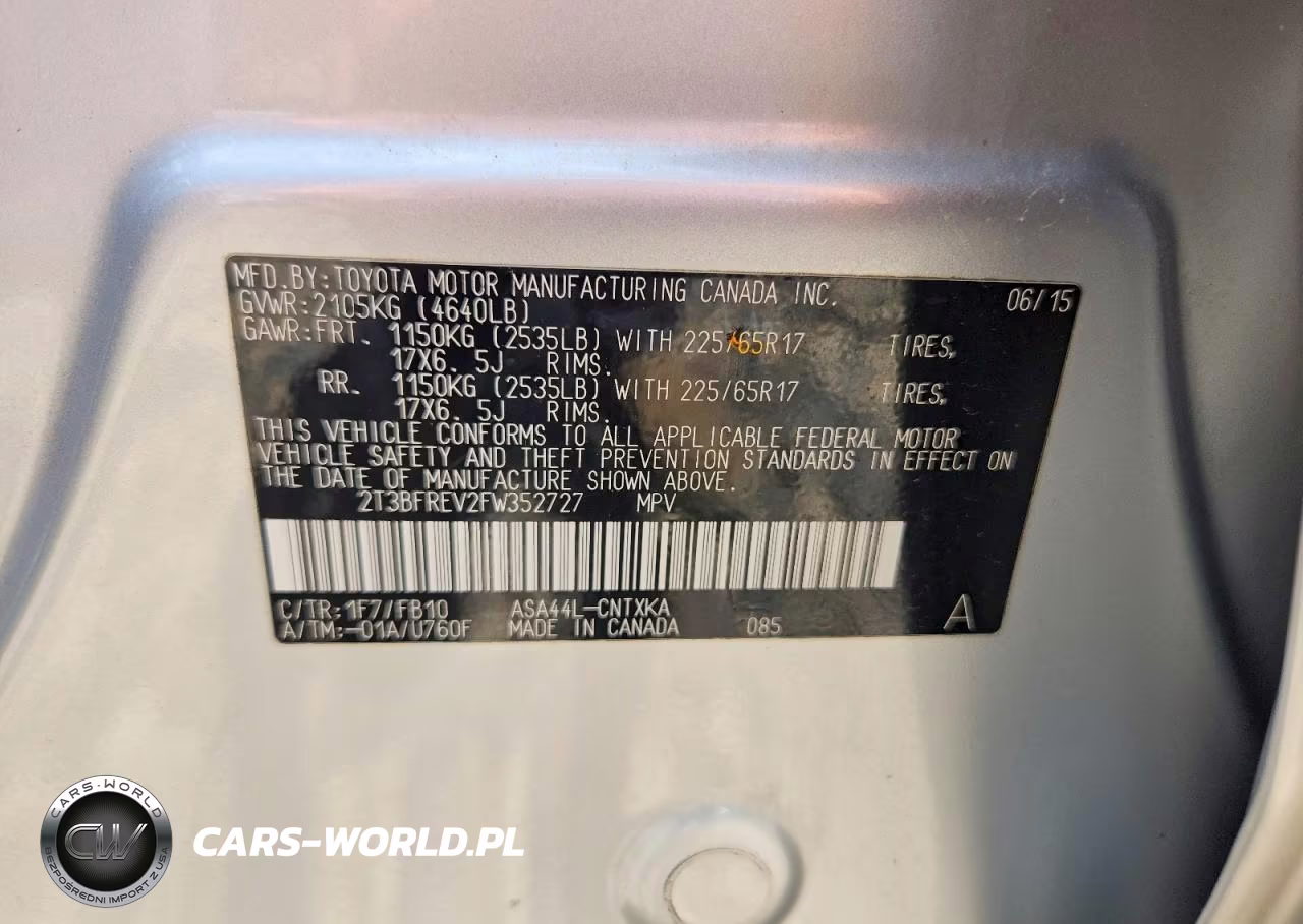 2015 Toyota Rav4 Le VIN:2T3BFREV2FW352727 - 12