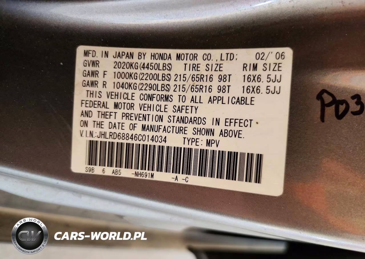 2006 Honda Cr-V Ex VIN:JHLRD68846C014034 - 13