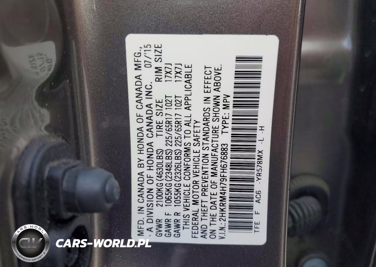 2015 Honda Cr-V Exl VIN:2HKRM4H79FH676883 - 13