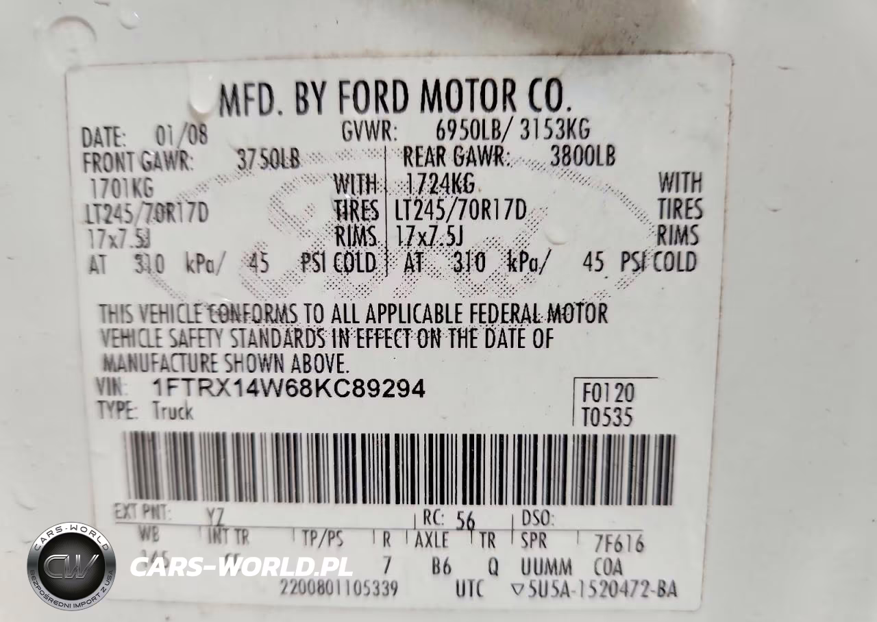 2008 Ford F150 VIN:1FTRX14W68KC89294 - 12