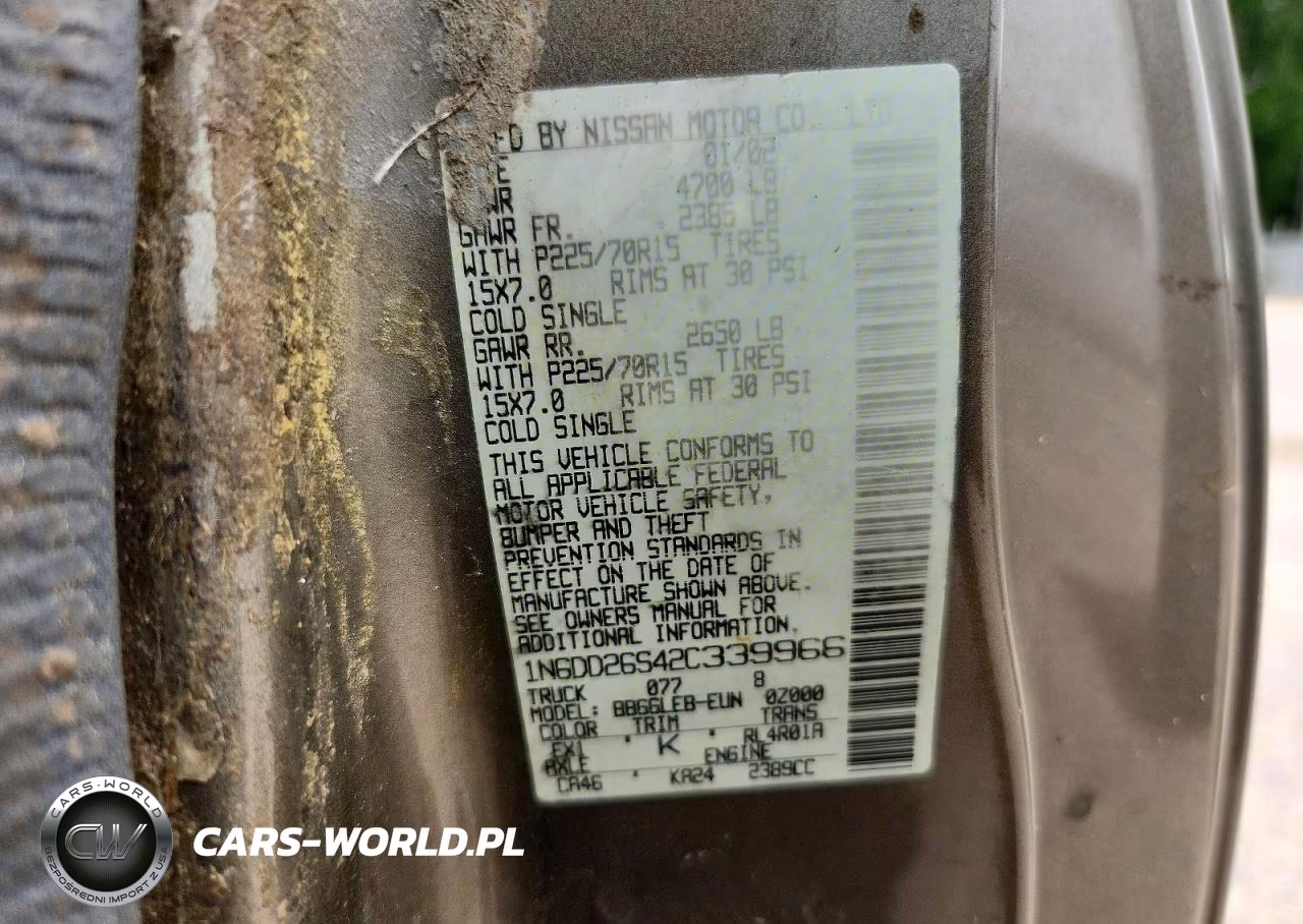 2002 Nissan Frontier King Cab Xe VIN:1N6DD26S42C339966 - 13
