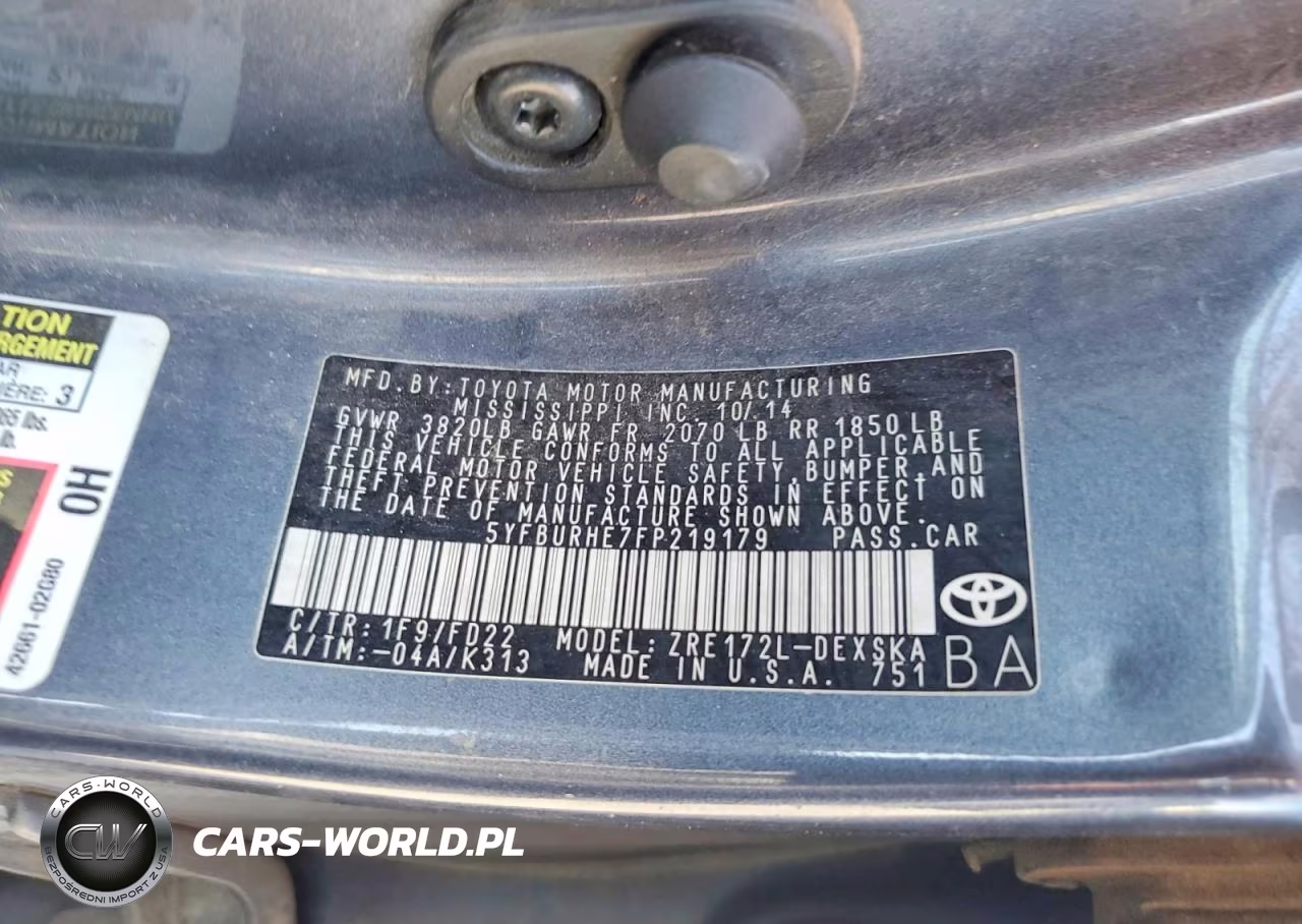 2015 Toyota Corolla S Plus VIN:5YFBURHE7FP219179 - 12